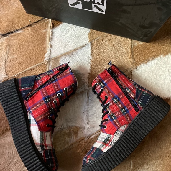 TUK mixed plaid Casbah creeper combat boots - Picture 10 of 11